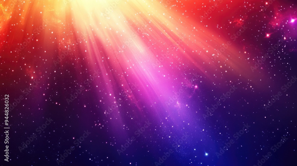 Poster abstract background featuring rays and light in a cosmic space setting vibrant multicolored illustra