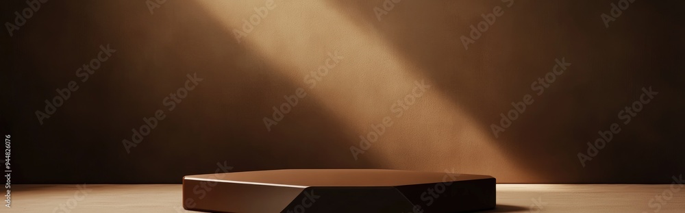 Poster 3d dark brown hexagon podium with a minimal studio backdrop abstract geometric shape illustration re
