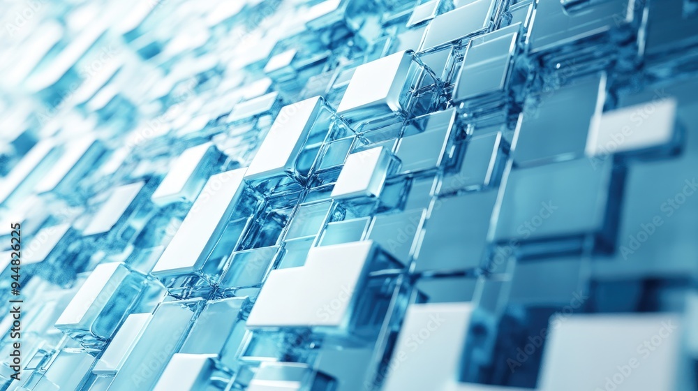 Aufkleber abstract blue and white digital background featuring a repeating rectangle pattern 3d illustration s