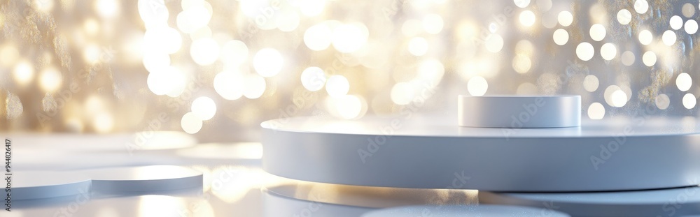 Poster 3d rendering of an abstract white background featuring a bokeh effect for minimalistic product displ