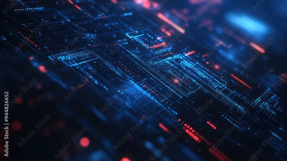 Aufkleber Abstract digital background featuring corporate technology elements with an emphasis on particles and broadcast presentation