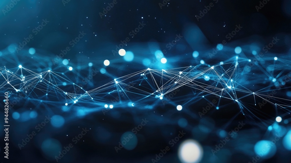 Poster abstract digital background showcasing data technology with plexus connections representing a global