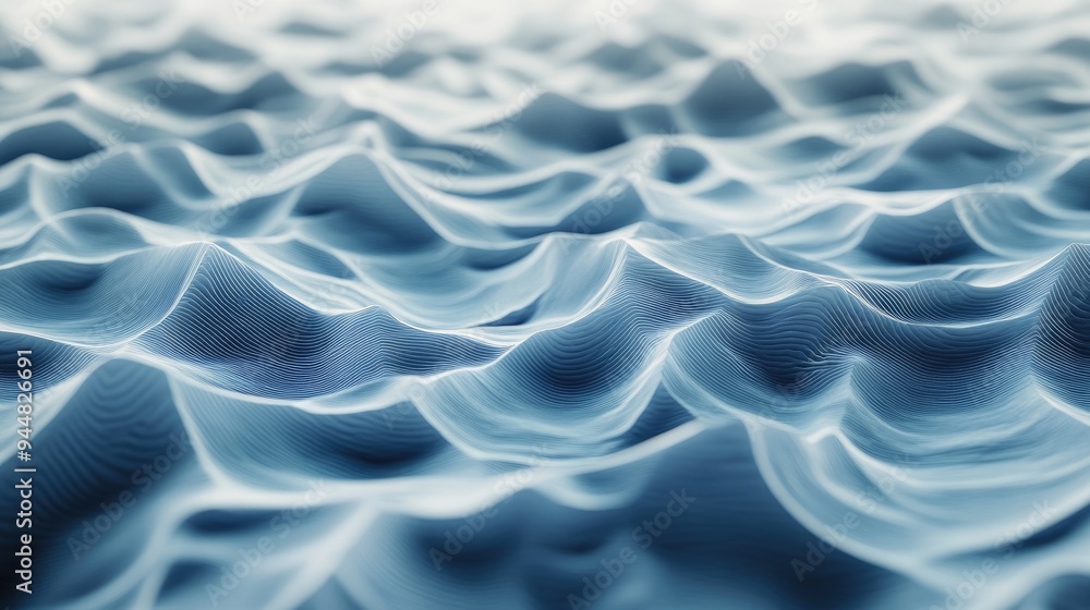 Poster abstract flat 3d waves creating a textured surface featuring computer generated rendering for a dyna