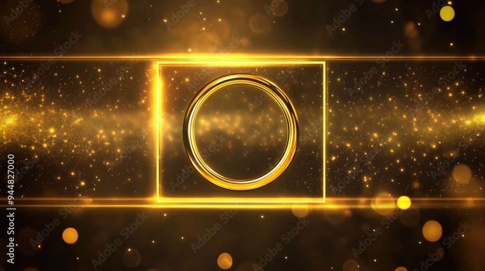 Poster abstract square backdrop featuring a golden ring on a horizontal banner