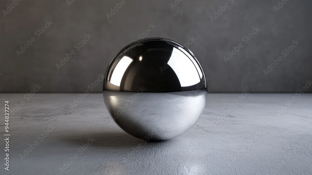 Poster Background featuring a metallic sphere created through 3D illustration and rendering techniques