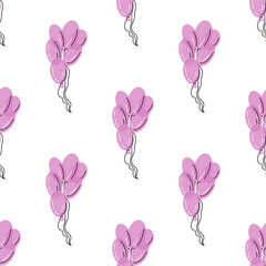 Flat style balloons isolated on white background. Seamless pattern. Back to School.