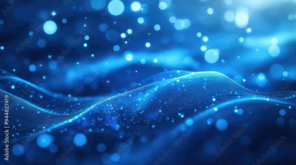 Poster blue abstract background featuring a smooth blur effect and illuminated elements