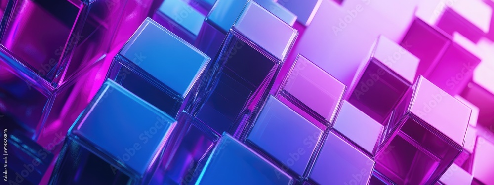 Aufkleber 3D rendering of an abstract geometric background featuring purple and blue hues Suitable for advertisements technology displays showcases banners cosmetics fashion sports business and metaverse co
