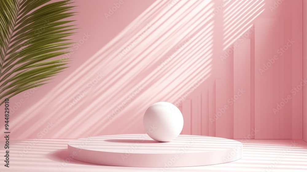 Aufkleber 3D rendered abstract background featuring geometric shapes and a podium for product display in a minimalistic style