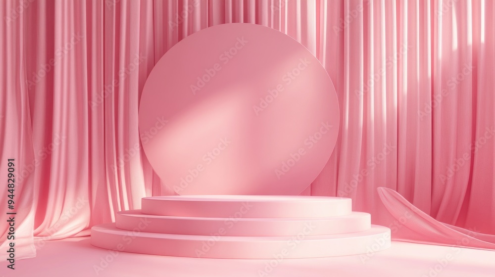 Aufkleber 3D rendering mockup of a fashion stage podium design background for cosmetic product display