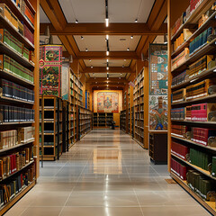 Obraz premium Treasures of Time: Exploring Ancient Texts in a Historical Research Library