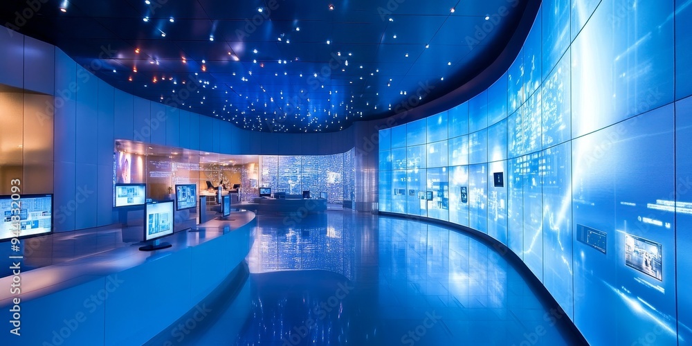 Poster high-tech environment where digital transformation is a priority with professionals leveraging advan