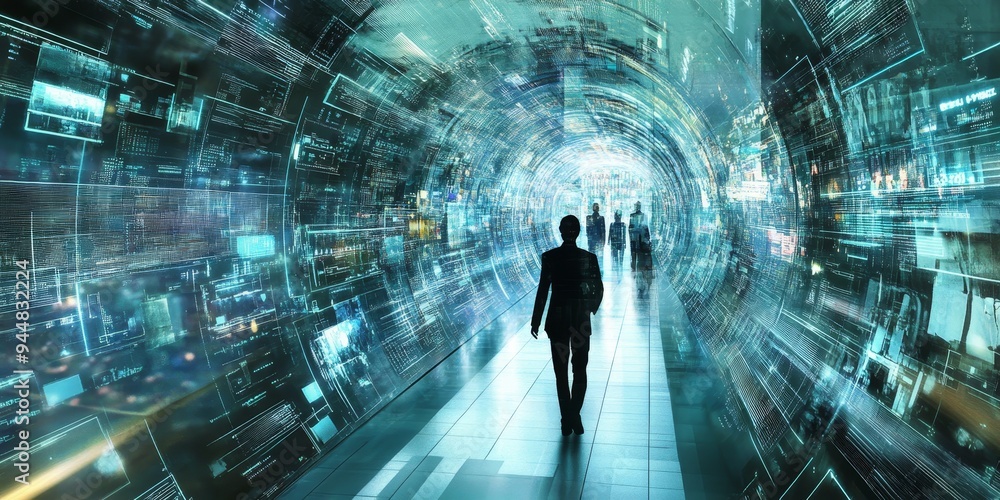 Poster High-tech environment where digital transformation is a priority with professionals leveraging advanced tools and platforms