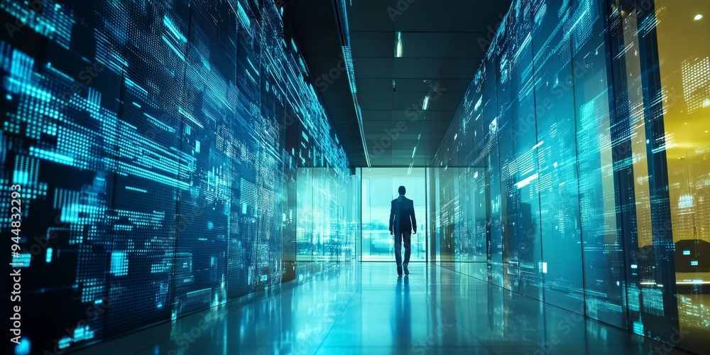 Poster High-tech environment where digital transformation is a priority with professionals leveraging advanced tools and platforms