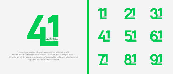 anniversary logo style set with green color can be use for celebration moment