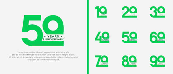 anniversary logo style set with green color can be use for celebration moment