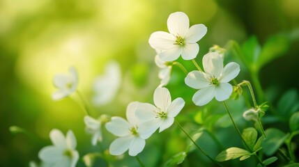 Delicate White Flowers Blooming in Lush Green Foliage