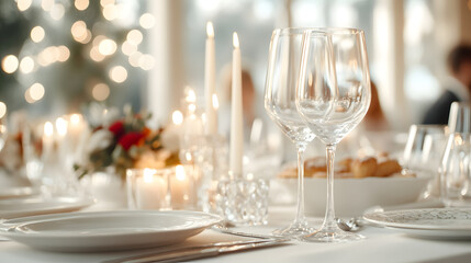 Elegant dining table set for a formal dinner party