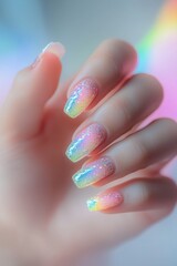 Girl's colorful beautiful nail art