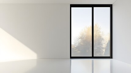 10. **A minimalist sliding window with a black frame, set against a pristine white background.