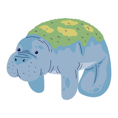 cute cartoon sea cow