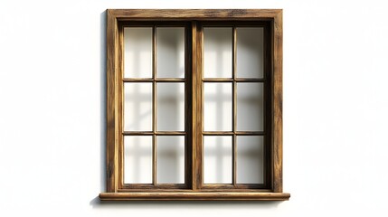 Obraz premium 12. **A traditional double-hung window with wooden sashes, displayed on a pristine white background.