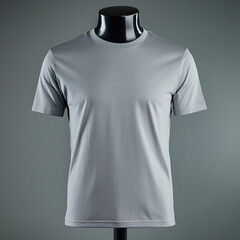 Mockup of a plain gray t-shirt with fine wrinkles on a mannequin figure, Ai generated Images