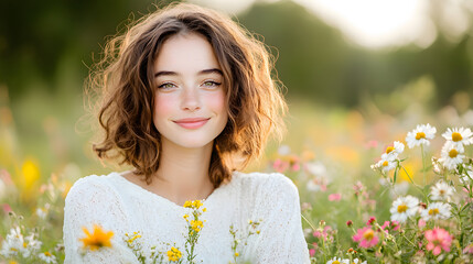 Captivating portrait of a young woman with natural make up