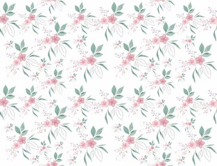 A charming seamless pattern featuring classic floral elements Perfect for holiday-themed designs, wrapping paper, textiles, and festive decorations. The pattern captures the joyful spirit of floral, w