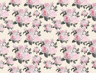 A charming seamless pattern featuring classic floral elements Perfect for holiday-themed designs, wrapping paper, textiles, and festive decorations. The pattern captures the joyful spirit of floral, w