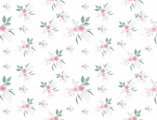 A charming seamless pattern featuring classic floral elements Perfect for holiday-themed designs, wrapping paper, textiles, and festive decorations. The pattern captures the joyful spirit of floral, w