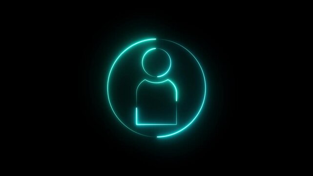 Abstract neon glowing new user icon,contract icon animation on background.