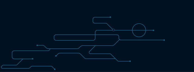 Vector illustration fantastic digital technology. Technology lines circuit and dots on blue background, circuit board network connection