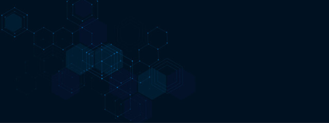 Abstract technology or medical background with hexagons shape pattern. Blue background hexagon geometric pattern abstract elements design.