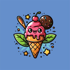 Fototapeta premium vector ice cream with funny faces