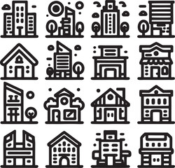 set of houses icons