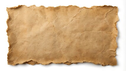 Fototapeta premium brown old hard textured Paper Torn vintage isolated on white background with clipping path; top view flat lay concept, advertising space