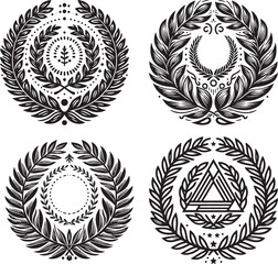 vector of lauren wreath black white 