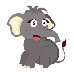 Cartoon style sticker of surprised elephant 


