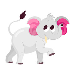 Cartoon style sticker of baby elephant walking 

