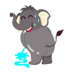 Comic style sticker of funny elephant pee 

