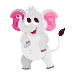 A flat style sticker of cute elephant walking 

