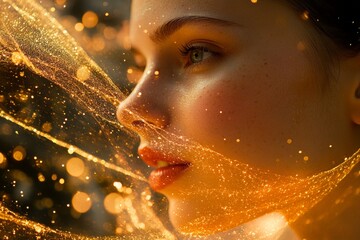 Side profile of a woman with glowing neural connections symbolizing the powerful connection between thoughts and emotions in a radiant dynamic design