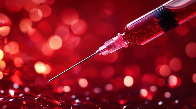 Detailed shot of a needle being inserted into a vein for blood donation