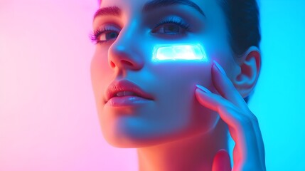Futuristic Holographic Skin Serum Application Showcasing Ethereal Glow