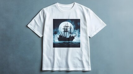 Haunting Ghost Ship Sailing Through Ethereal Fog with Halloween Branding