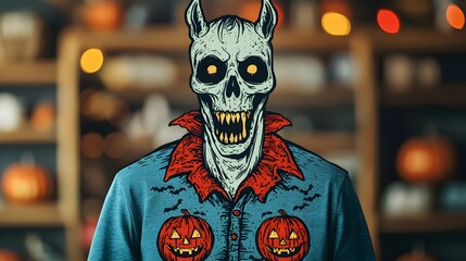 Haunting Headless Horseman Vintage Halloween Illustrated Shirt Design