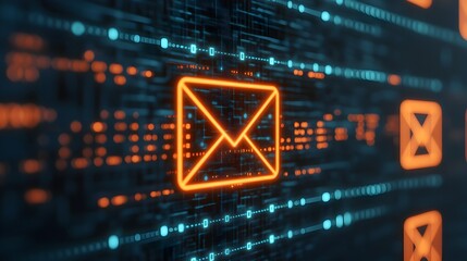 Vibrant Futuristic Email Notification System with Holographic Digital UI and Modern Tech