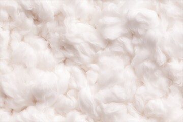 Fluffy white cotton batting fibers, creating a soft and textured background. The image showcases the delicate and airy nature of the cotton material.
