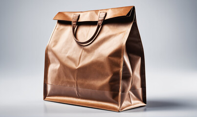 Obraz premium A brown paper bag sits on a white surface